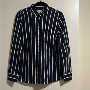 J. Crew Women’s Dark Blue and White Striped Shirt